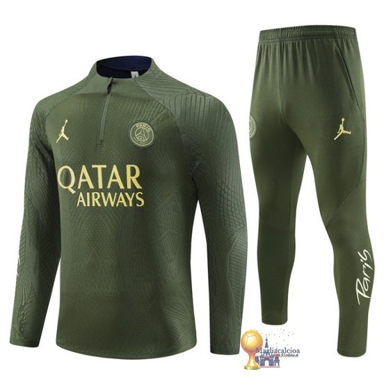Set Completo Sudadera Jugadores Formazione Paris Saint Germain 2023 2024 Verde