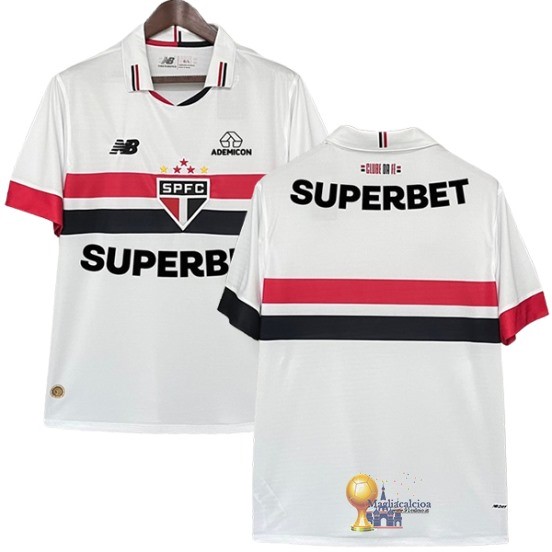 Thailandia Home Maglia São Paulo 2024 2025 Bianco Rosso