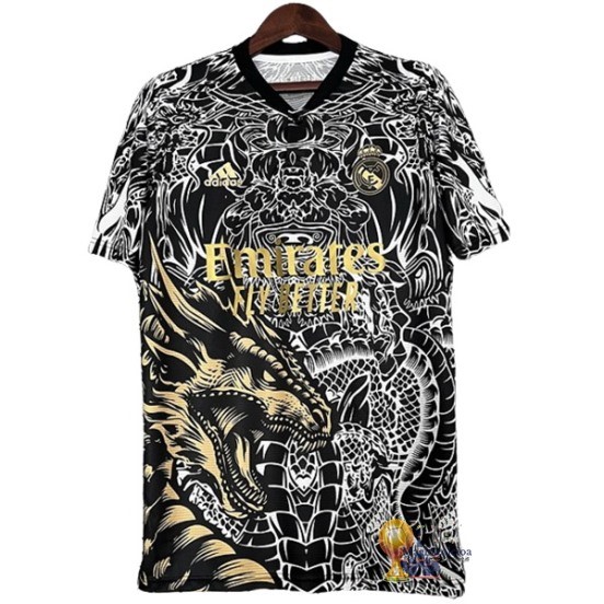 Thailandia speciale Maglia Real Madrid 2023 2024 Nero Bianco Giallo