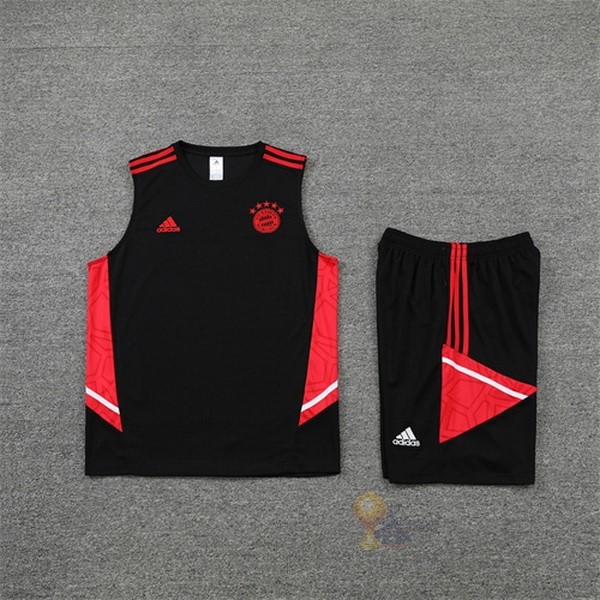 Calcio Maglie Formazione Senza Maniche Set Completo Bayern München 2022 2023 Nero II Rosso