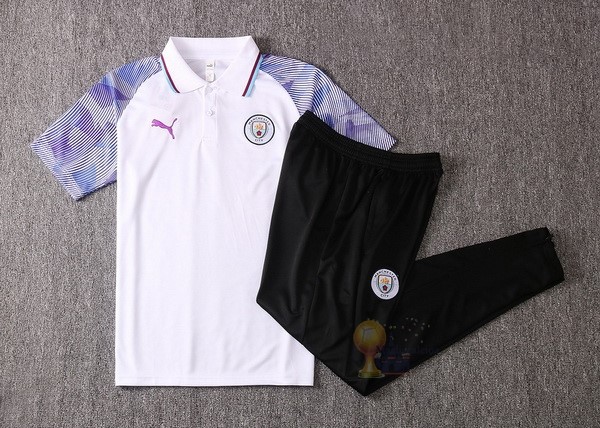 Calcio Maglie Set Completo Polo Manchester City 2021 2022 Bianco Purpureo Nero