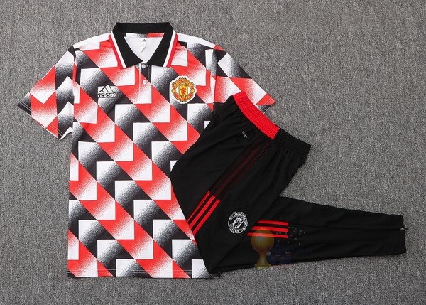 Calcio Maglie Set Completo Polo Manchester United 2022 2023 Rosso Bianco Nero