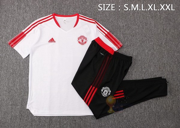 Calcio Maglie Formazione Set Completo Manchester United 2021 2022 Bianco Nero