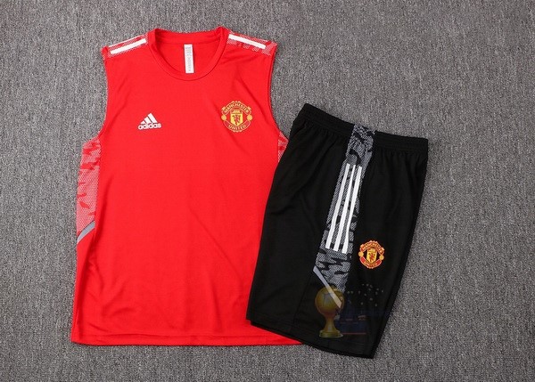 Calcio Maglie Formazione Sin Mangas Set Completo Manchester United 2021 2022 Rosso Nero