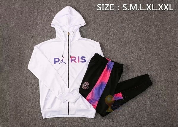 Calcio Maglie Felpa Cappuccio Bambino Paris Saint Germain 2021 2022 Bianco Purpureo Nero