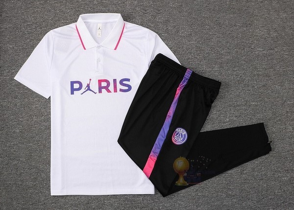 Calcio Maglie Set Completo Polo Paris Saint Germain 2021 2022 Bianco Purpureo Nero