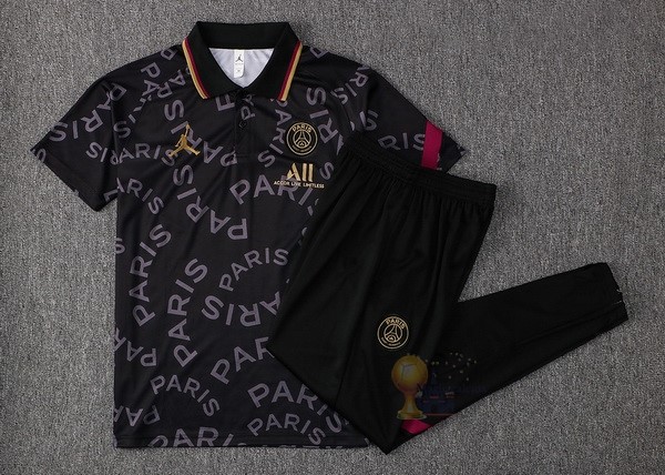 Calcio Maglie Set Completo Polo Paris Saint Germain 2021 2022 Nero Giallo