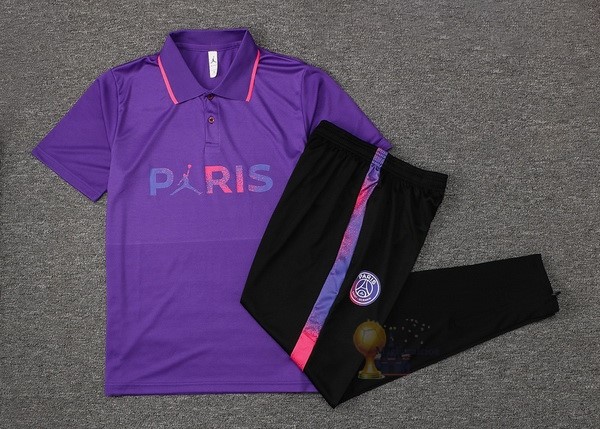 Calcio Maglie Set Completo Polo Paris Saint Germain 2021 2022 Purpureo Nero