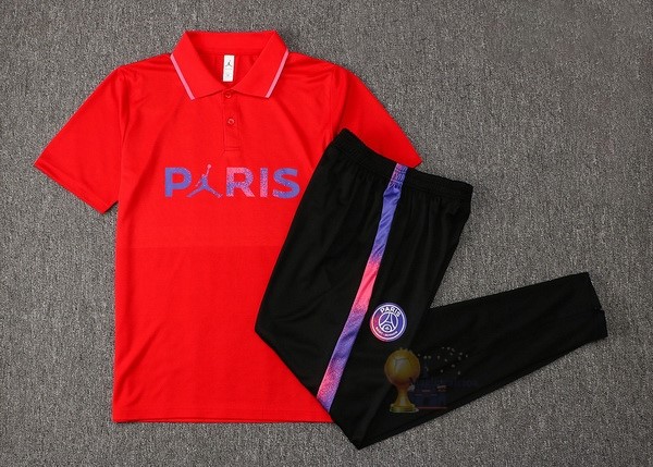 Calcio Maglie Set Completo Polo Paris Saint Germain 2021 2022 Rosso Purpureo Nero