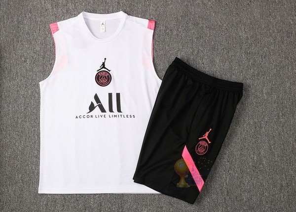 Calcio Maglie Formazione Sin Mangas Set Completo Paris Saint Germain 2021 2022 Bianco Rosa Nero