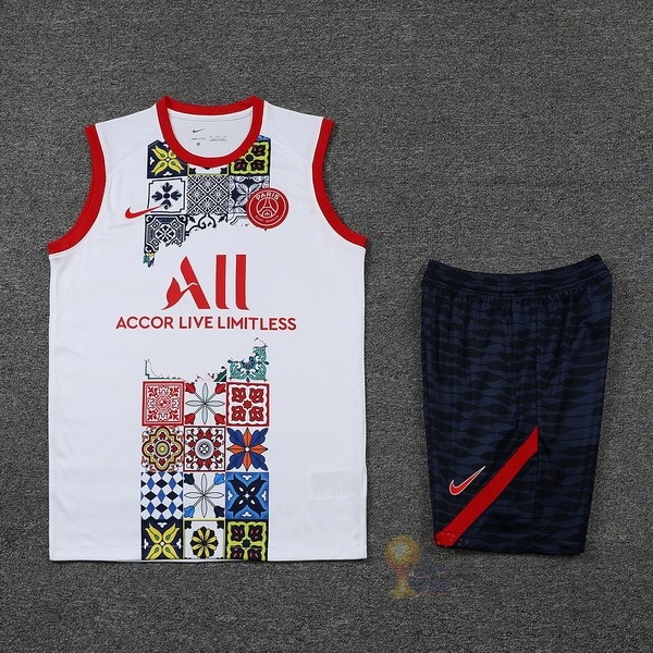 Calcio Maglie Formazione Sin Mangas Set Completo Paris Saint Germain 2022 2023 Bianco Rosso Blu