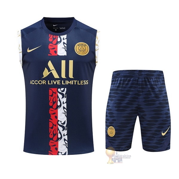 Calcio Maglie Formazione Sin Mangas Set Completo Paris Saint Germain 2022 2023 Blu Rosso Bianco